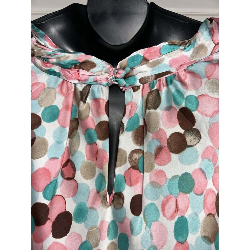 Zac & Rachel Sz PLUS 3X Pink Taupe Dappled Dots Sleeveless Blouse Tunic EUC - Picture 6 of 9